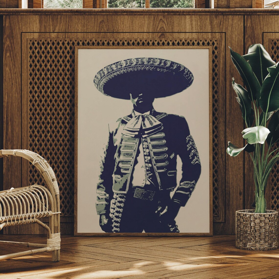 Mexican Charro Art Print, Vintage Western Silhouette