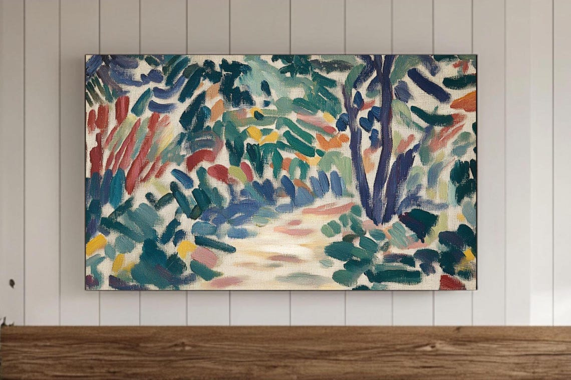 Abstract Garden Path Colorful Brushstrokes Nature Inspired Art Poster