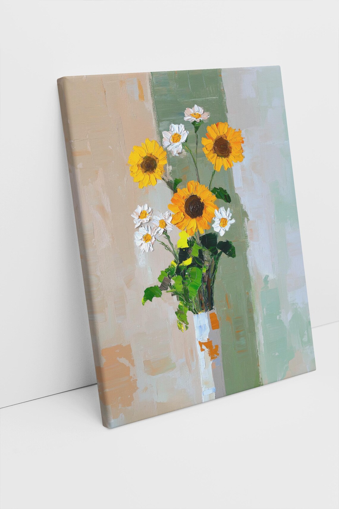 Sunflower And Daisy Bouquet Abstract Still Life Floral Poster - Image 2