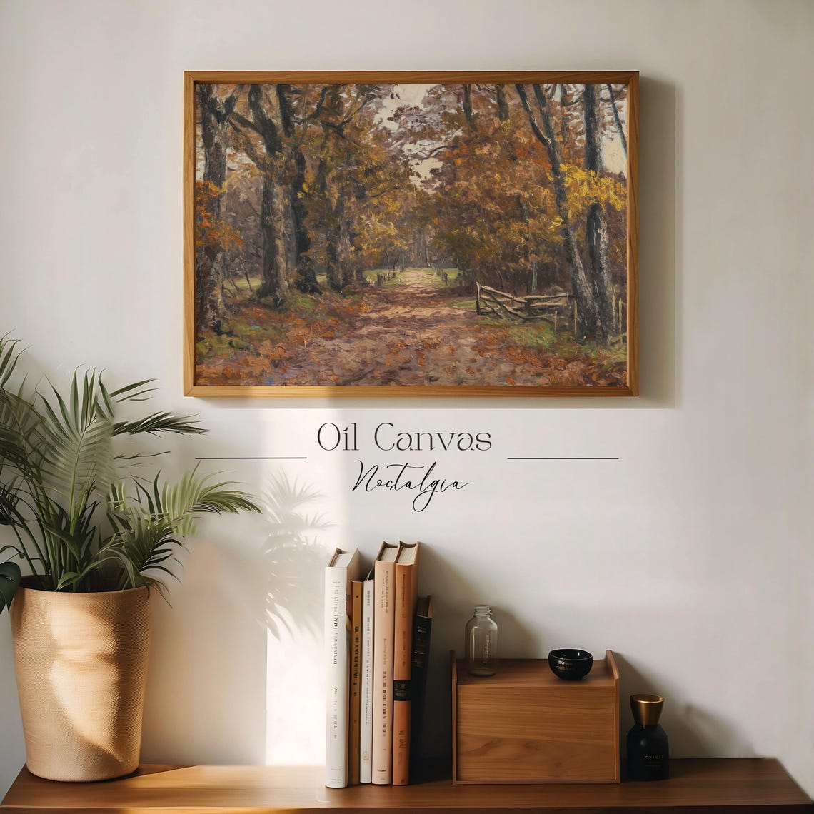 Autumn Forest Path Golden Leaves Vintage Fall Woodland Painting Poster - Image 3