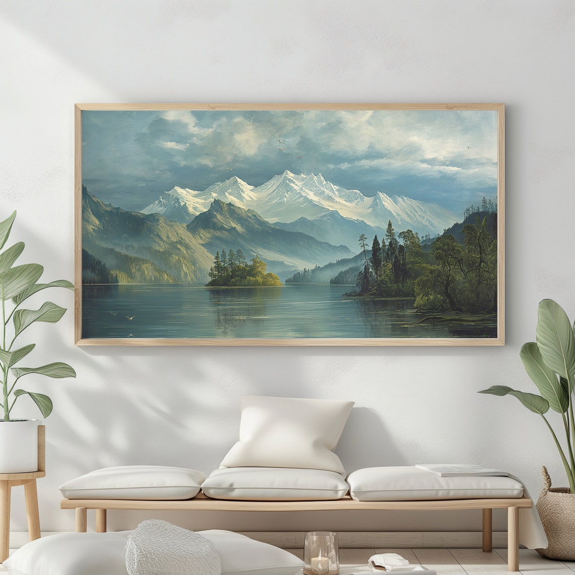 Mountain Landscape Frame Tv Art Vintage Rustic Scenery Oil Painting Farmhouse Decor Nature Wall Art Instant - Image 2