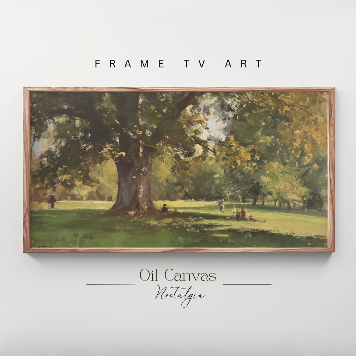 Summer Landscape Oil Painting Frame Tv Art Vintage Country Farmhouse Wall Decor