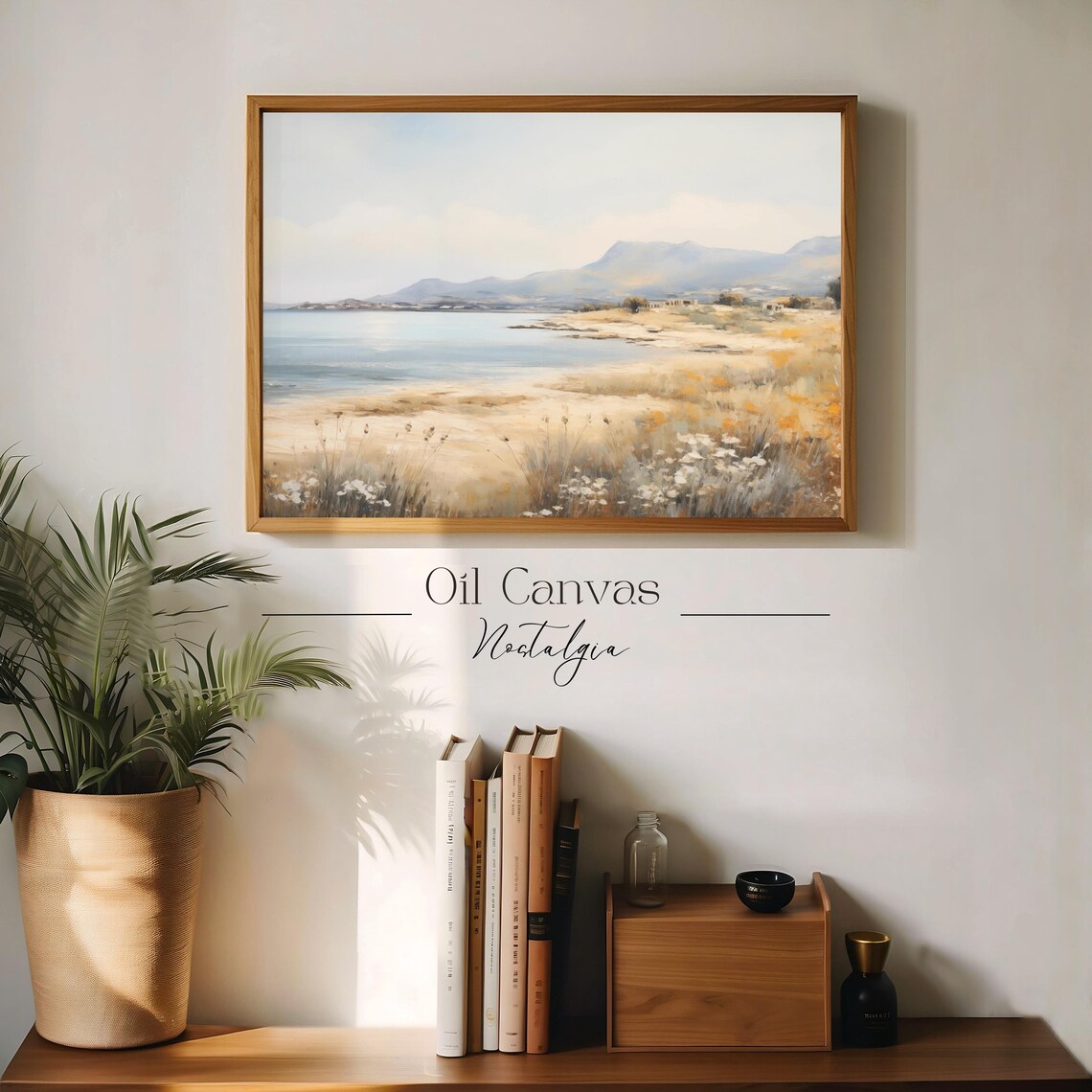 Wall Art Vintage Beach Oil Painting Summer Sea Art Ocean Costal Landscape Blue Nautical Seascape - Image 3