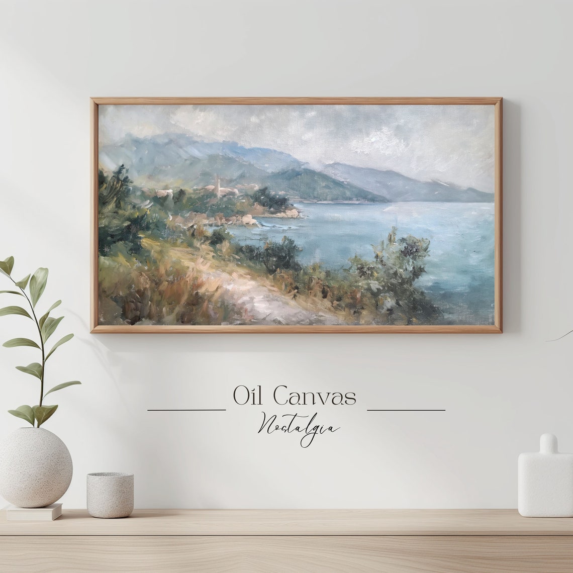 Mediterranean Coastal Bay Blue Sea Hillside Town Summer Travel Poster - Image 3