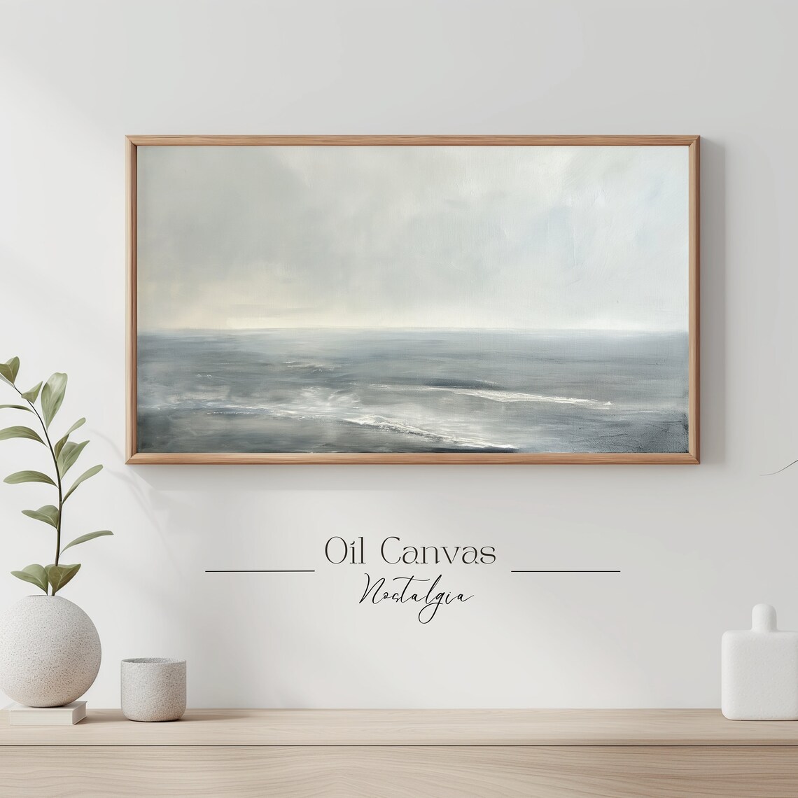 Frame Tv Art Abstract Beach Oil Painting Summer Sea Art Ocean Frame Tv Art Landscape Blue Nautical Seascape - Image 3