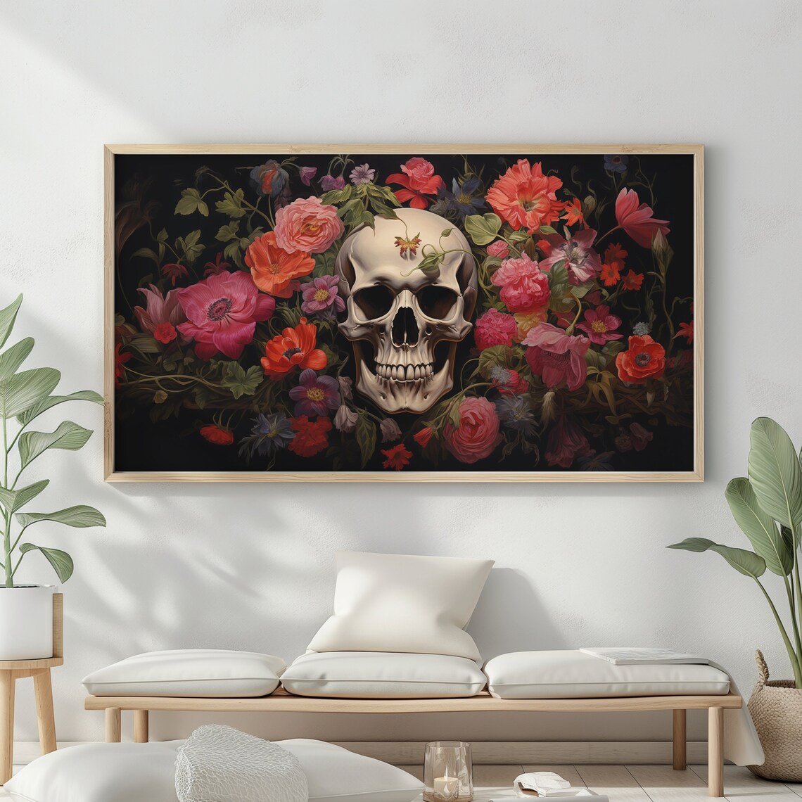 Gothic Skull Floral Still Life Dark Blooms Vanitas Halloween Poster - Image 2