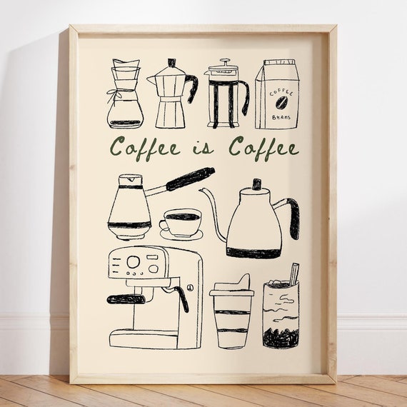 Coffee Is Coffee Poster Moka Pot Coffee Poster Coffee Lover Gift Aesthetic Coffee Station Print Minimalist Kitchen Print File
