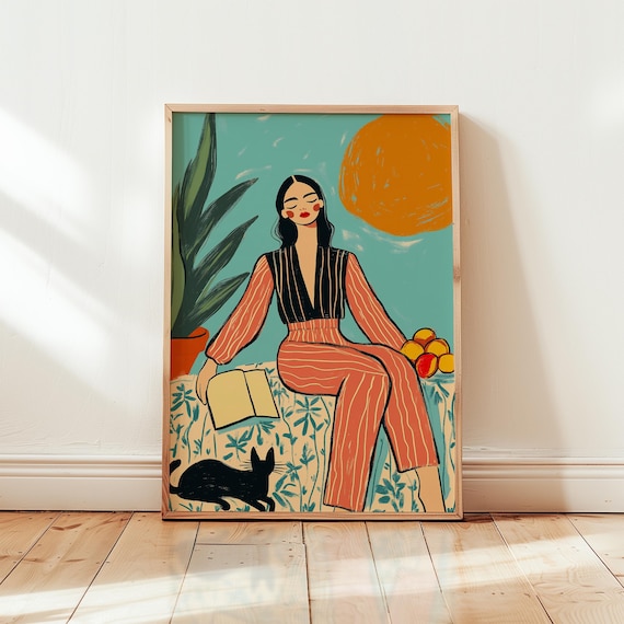 Feminine Modern Art Print Matisseinspired Wall Decor Bold Eclectic Poster With Vibrant Colors Contemporary Artistic Illustration