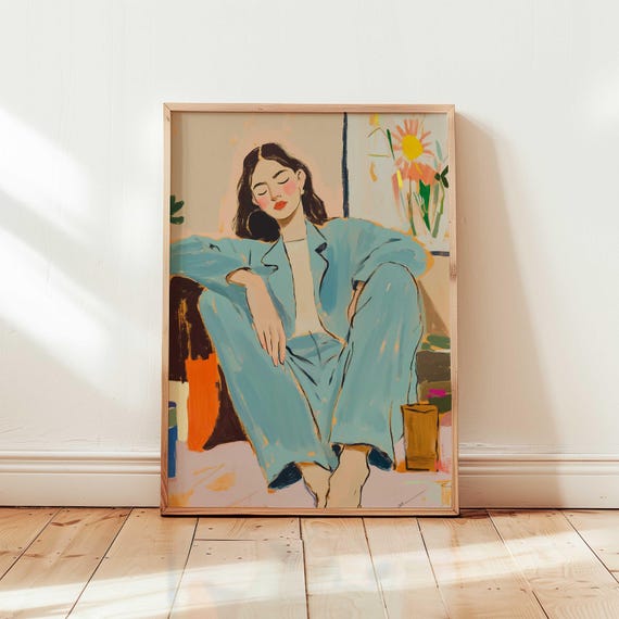 Trendy Fashion Wall Art Whimsical Figurative Print Eclectic Modern Decor Preppy Girly