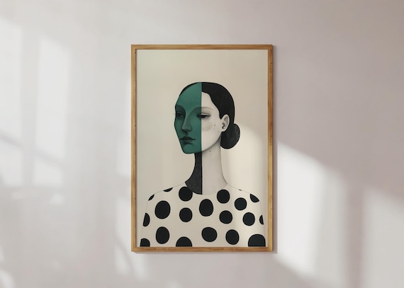 Abstract Woman Portrait Print Minimalist Art Modern Fashion Wall Neutral Scandinavian Decor Black White Feminine