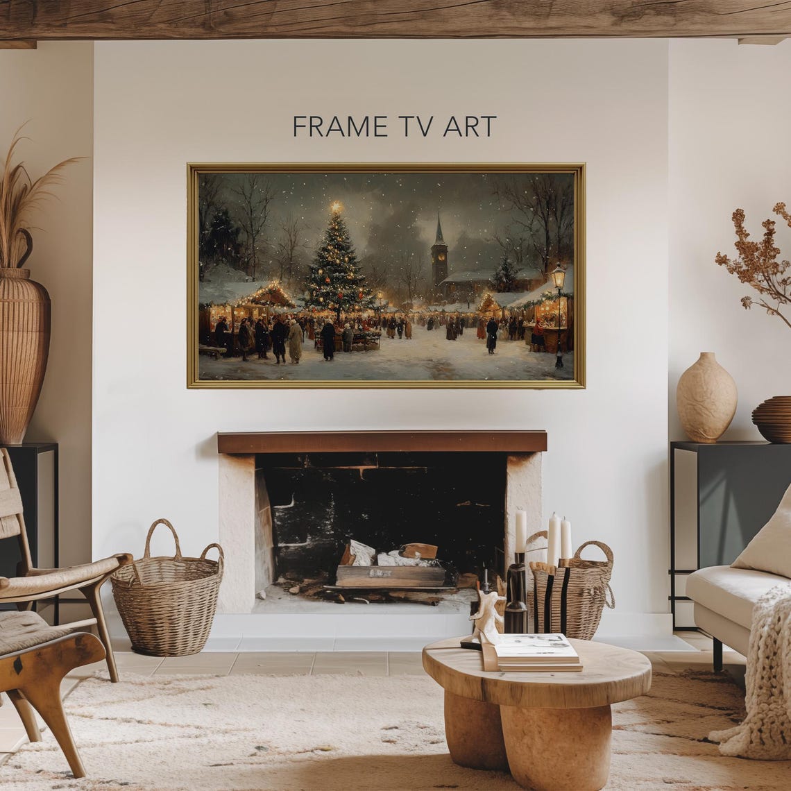 Frame Tv Art Christmas Frame Tv Art 4k Winter Painting Tv Art Vintage Landscape Painting Tv Wallpaper Tv001 - Image 2