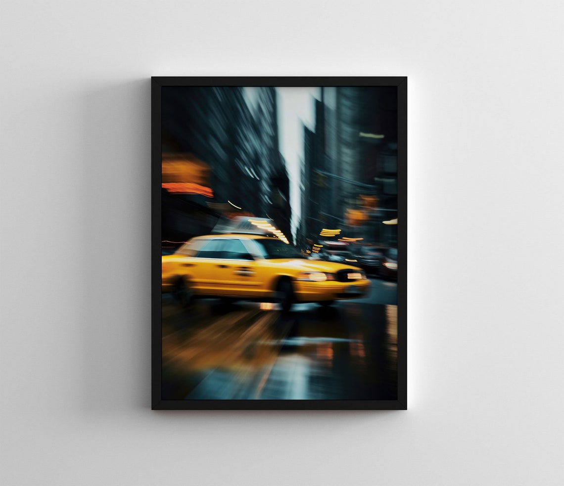 New York City Print New York City Skyline New York Taxis Poster Print Empire State Building Art Print New York Wall Art