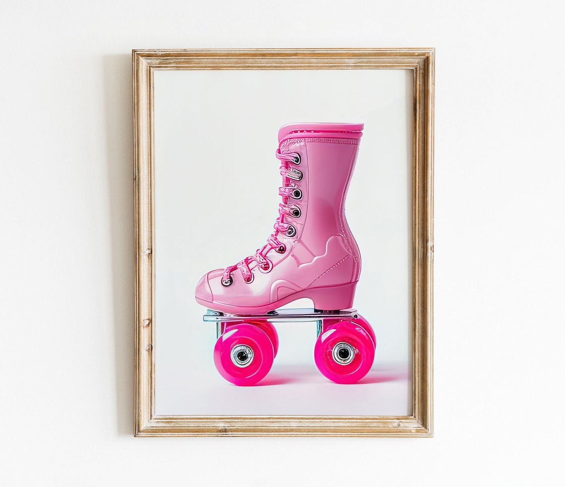 Pink Roller Skate Single Skate Retro Photography Style Poster - Image 2