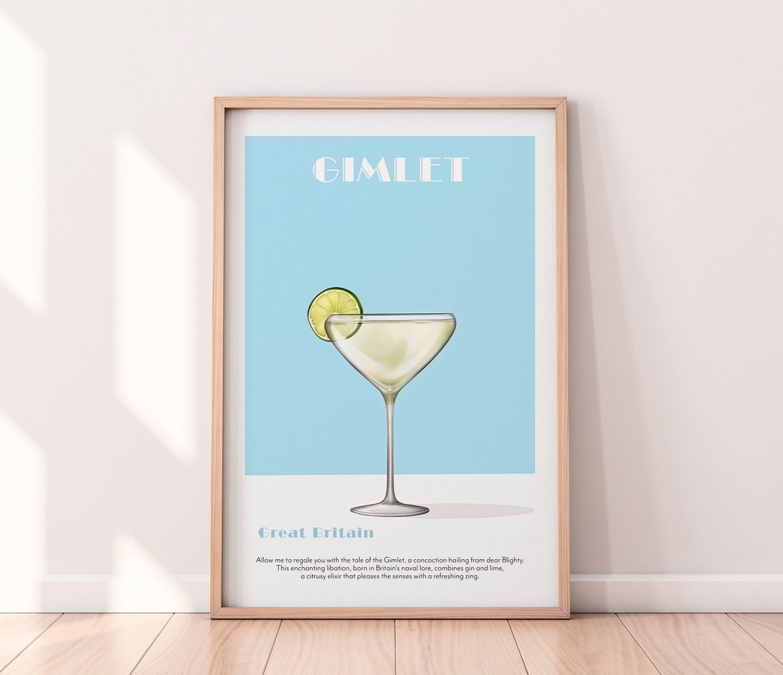 Gimlet Great Britain Classic Coupe Cocktail Retro Bar Art Poster - Image 4