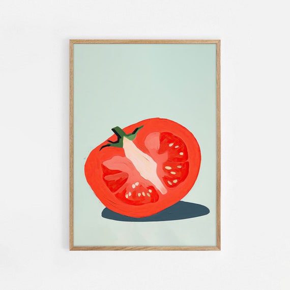 Retro Wall Art Tomato Art Print Retro Kitchen Print Trendy Wall Art Dorm Room Decor Print Aesthetic Wall Art Fruit Kitchen Wall Art