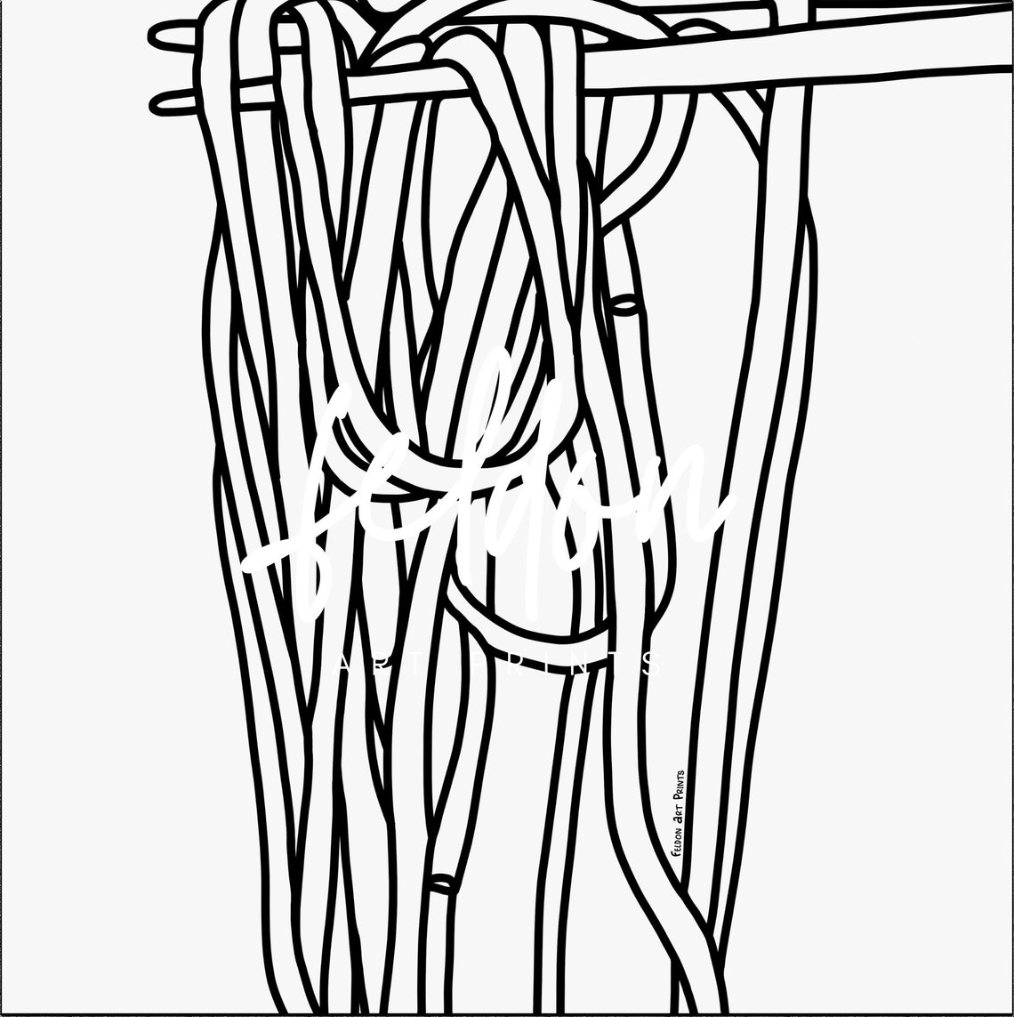 Noodles And Chopsticks Minimal Black Line Drawing Kitchen Poster - Image 2