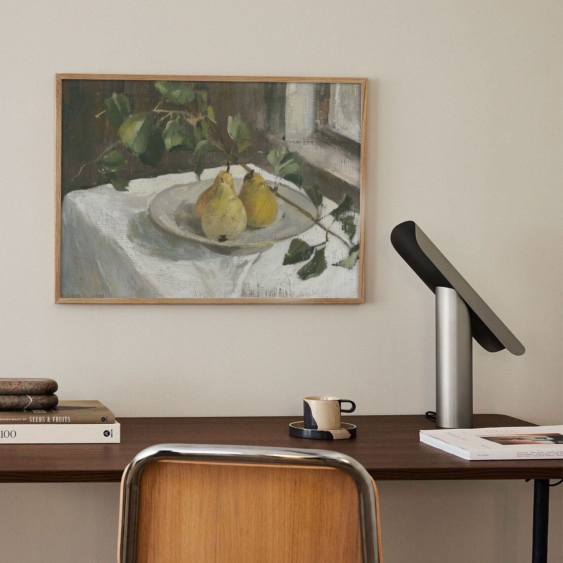 Ripe Pear Still Life Oil Painting Vintage Fruit Kitchen Poster - Image 2
