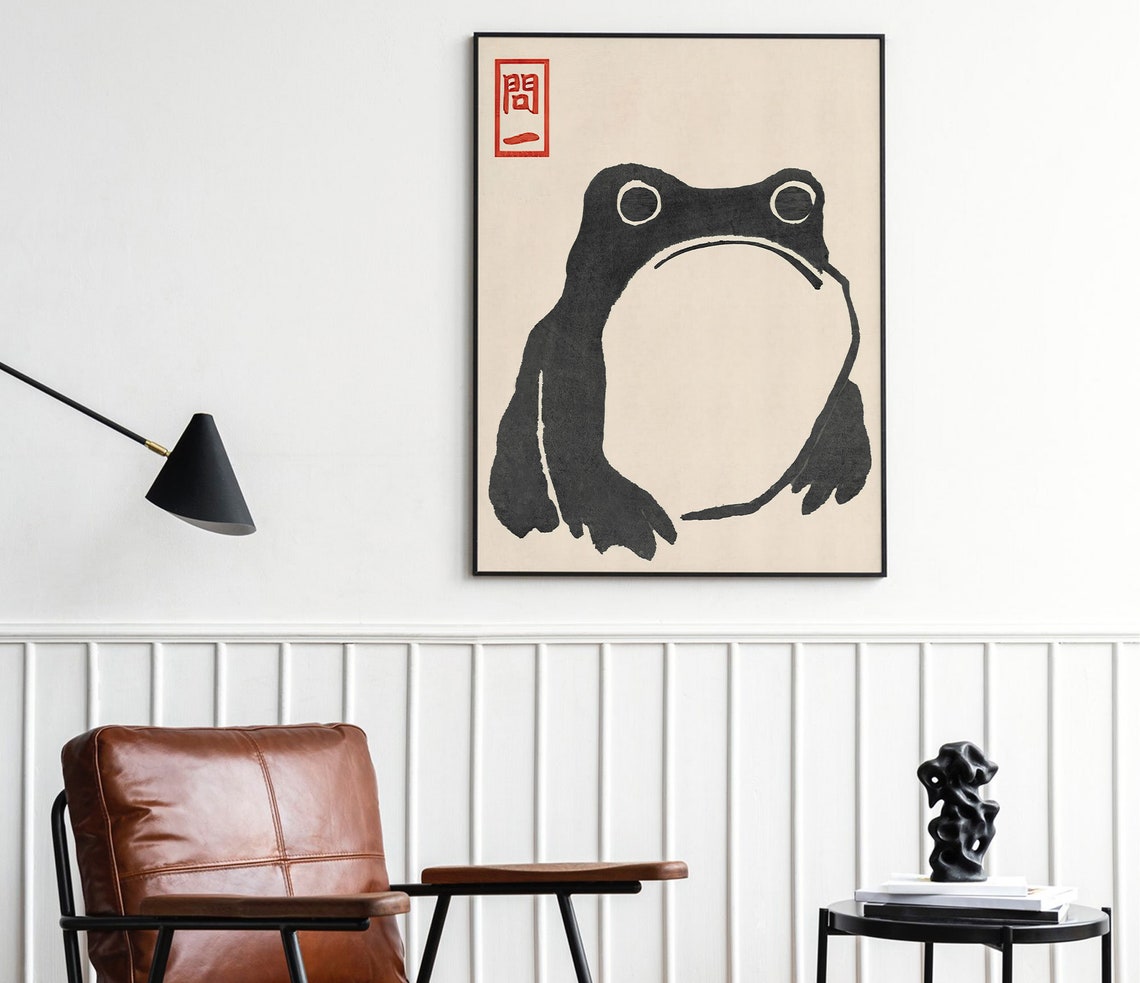 Matsumoto Hoji Frog Face Vintage Japanese Woodblock Art Poster - Image 4
