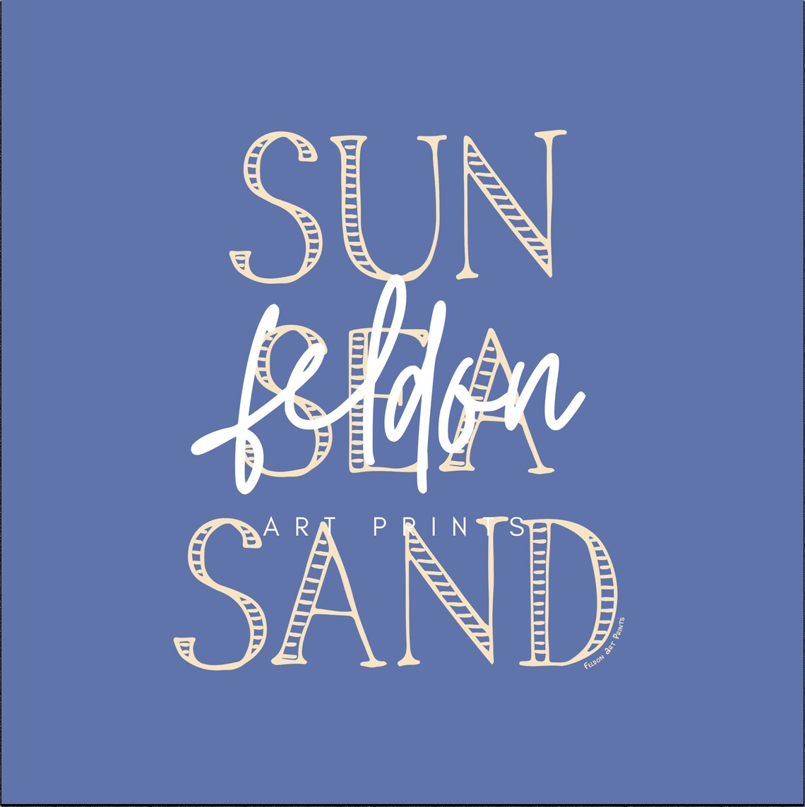 Sun Sea Sand Blue Typography Coastal Beach Hand Lettered Quote Art Poster - Image 2