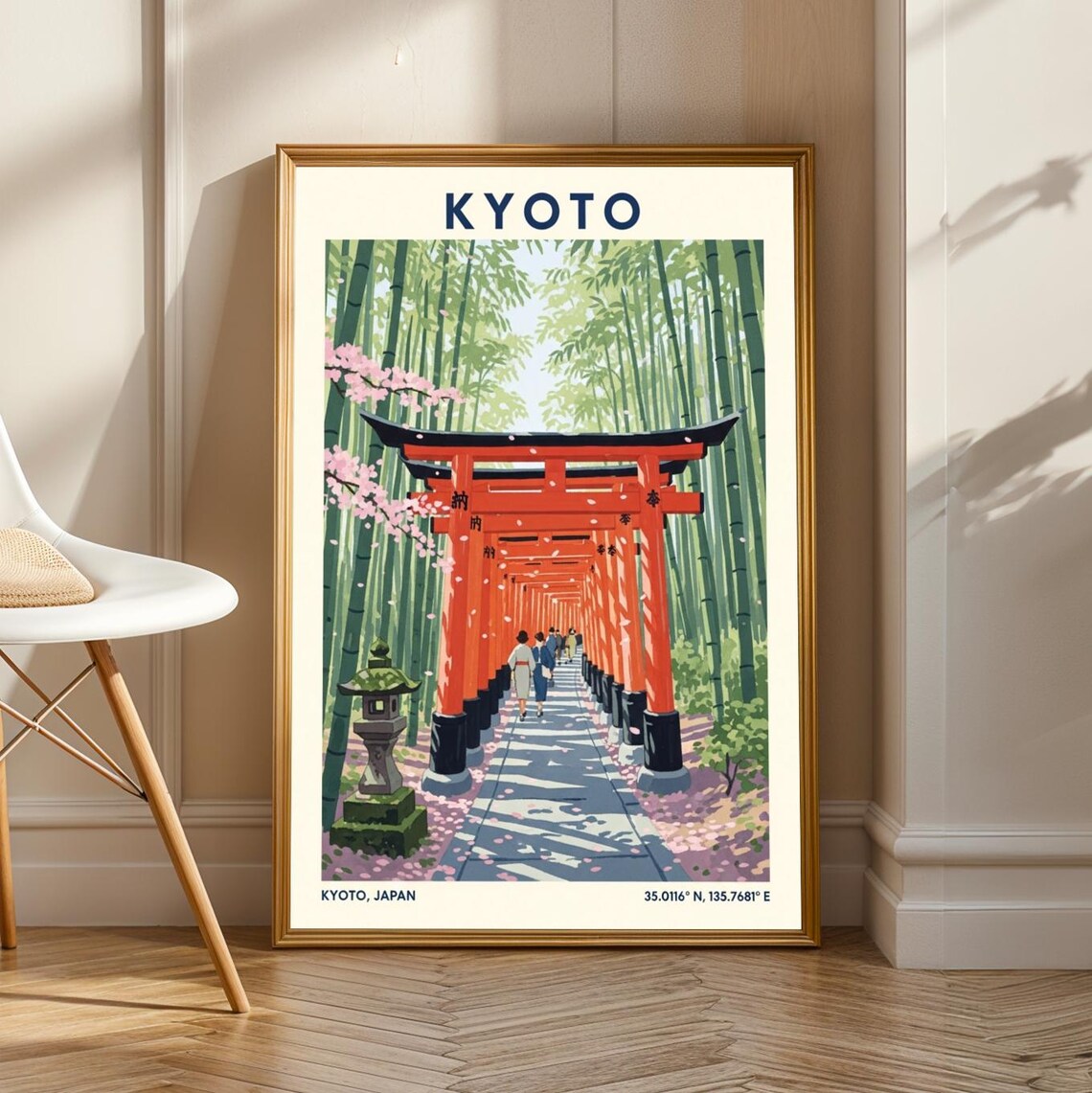 Kyoto Torii Gates Vintage Travel Poster, Japanese Decor