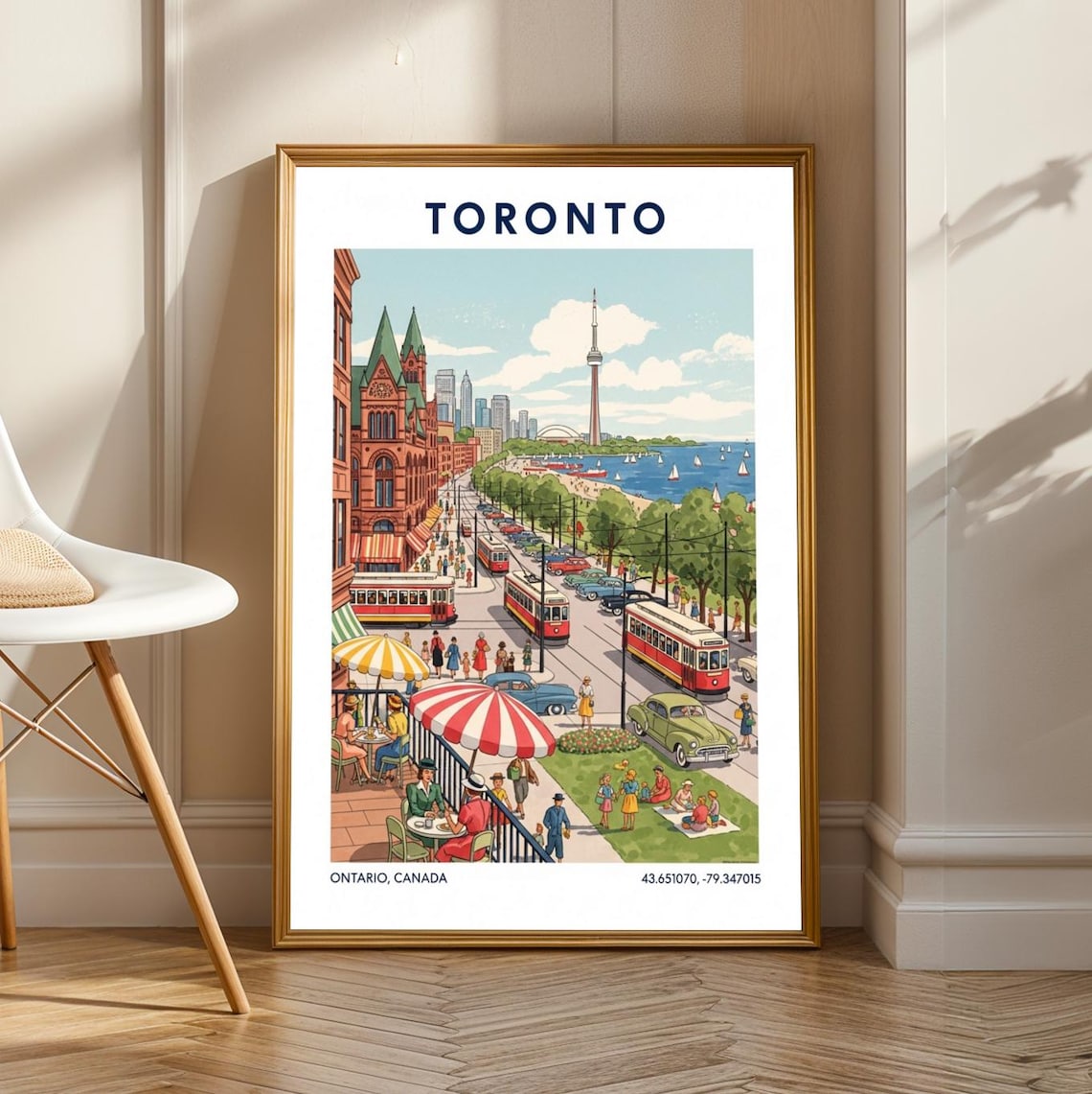 Toronto Ontario Streetcars CN Tower Retro City Travel Poster
