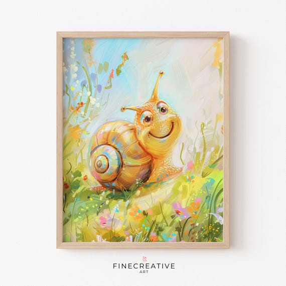 Cute Snail Print Nursery Painting Wall Art Nursery Decor Nursery Animal Art Instant Kids Room Decor B08