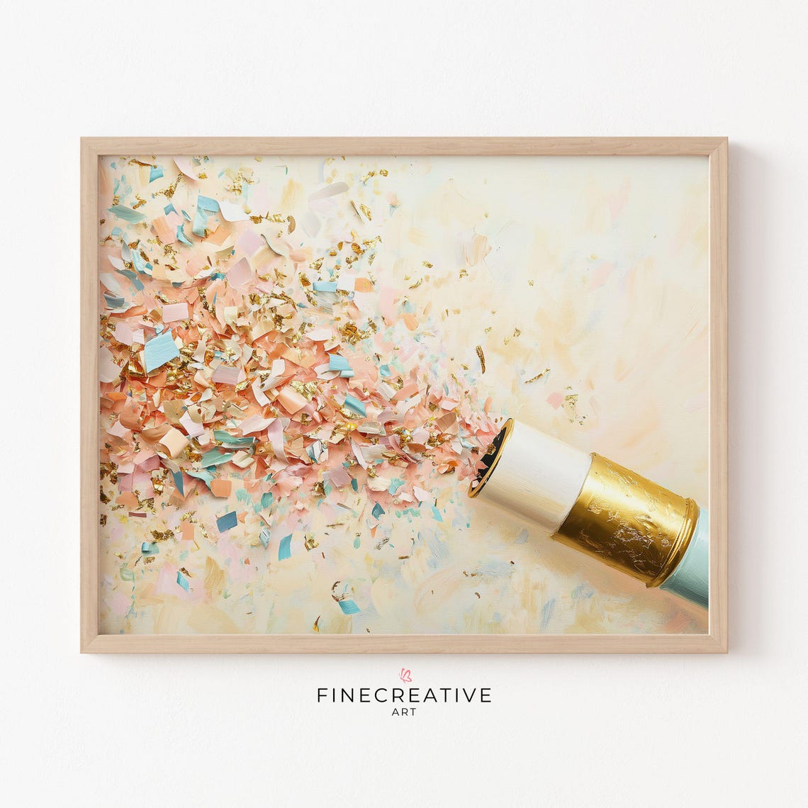 Champagne Bottle Popping Pastel Confetti Celebration Party Poster