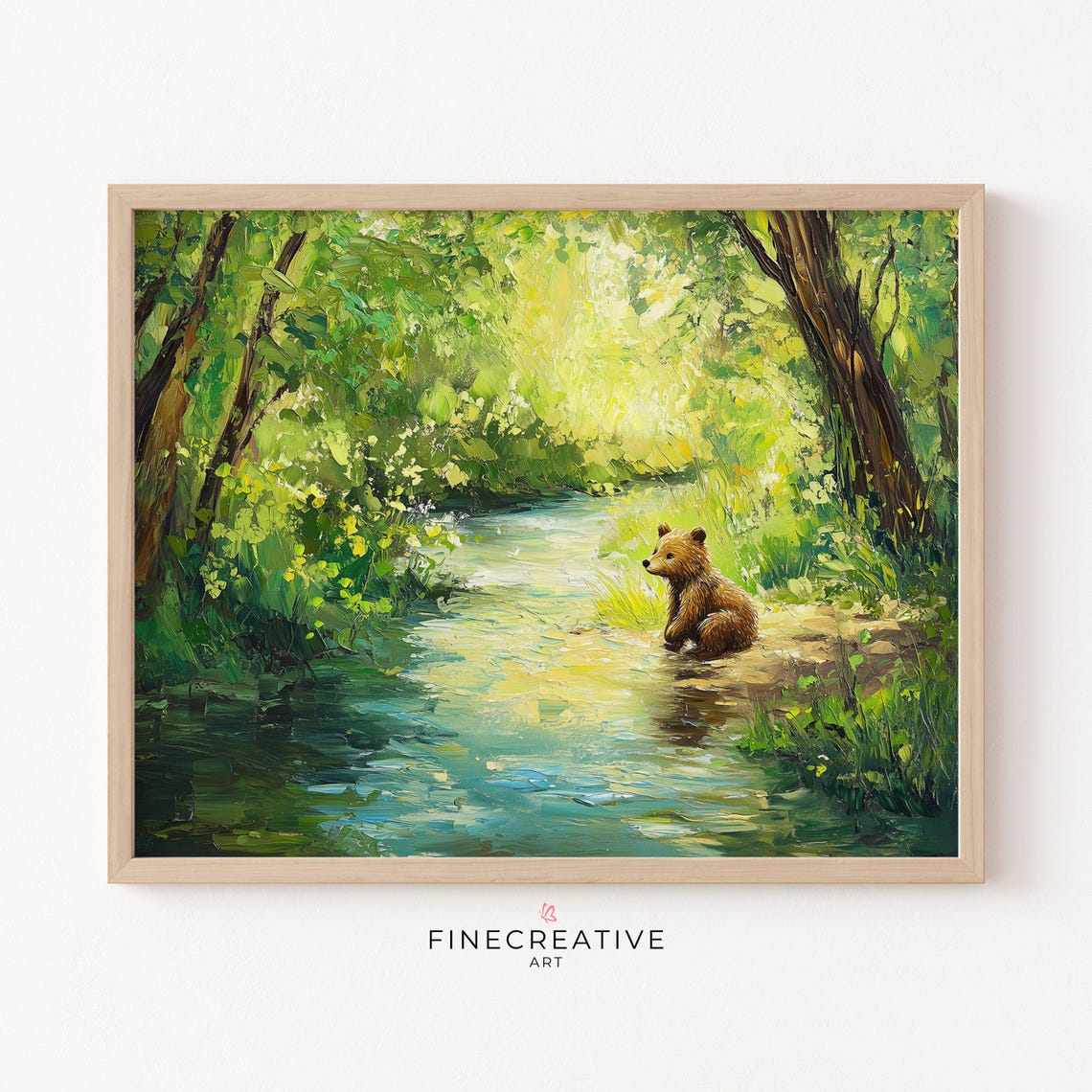 Baby Bear Print Nursery Painting Wall Art Woodland Nursery Art Baby Animal Art Instant Kids Room Decor B34