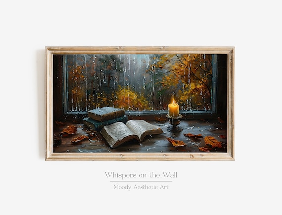 Rainy Fall Dark Academia Autumn Forest Art Print