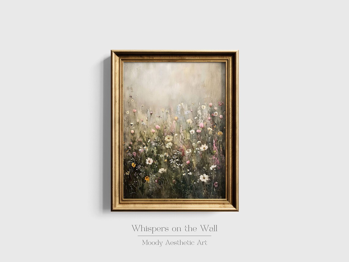 Wildflower Landscape Painting, Muted Spring Art Print - Image 3