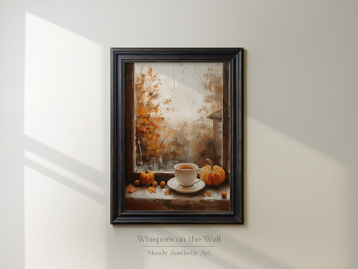 Fall Coffee Art Print, Cozy Neutral Autumn Decor - Image 2