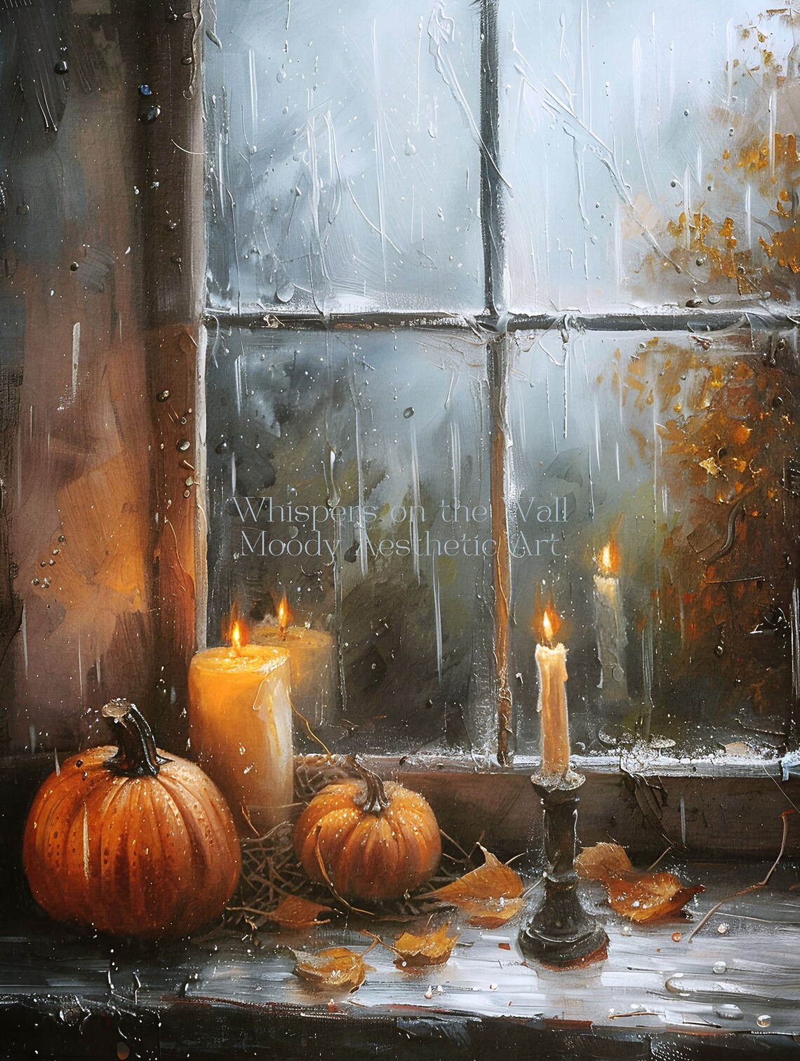 Pumpkin Wall Art, Neutral Autumn Oil Painting Print - Image 5