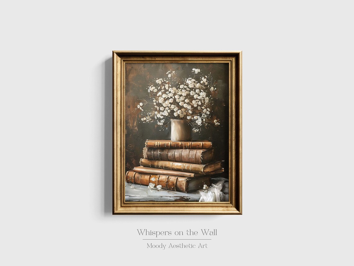 Antique Leather Bound Book Stack Art Print - Image 2
