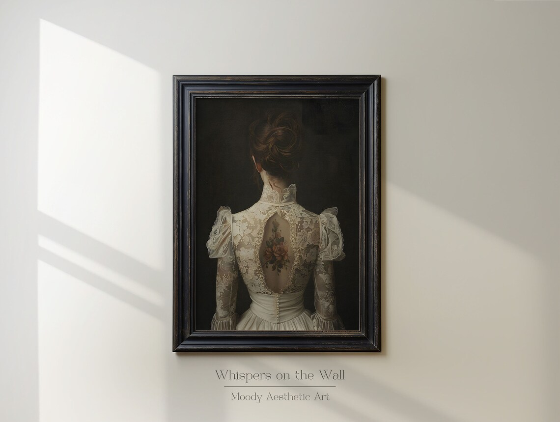 Woman Portrait Painting, Dark Academia Victorian Art - Image 2