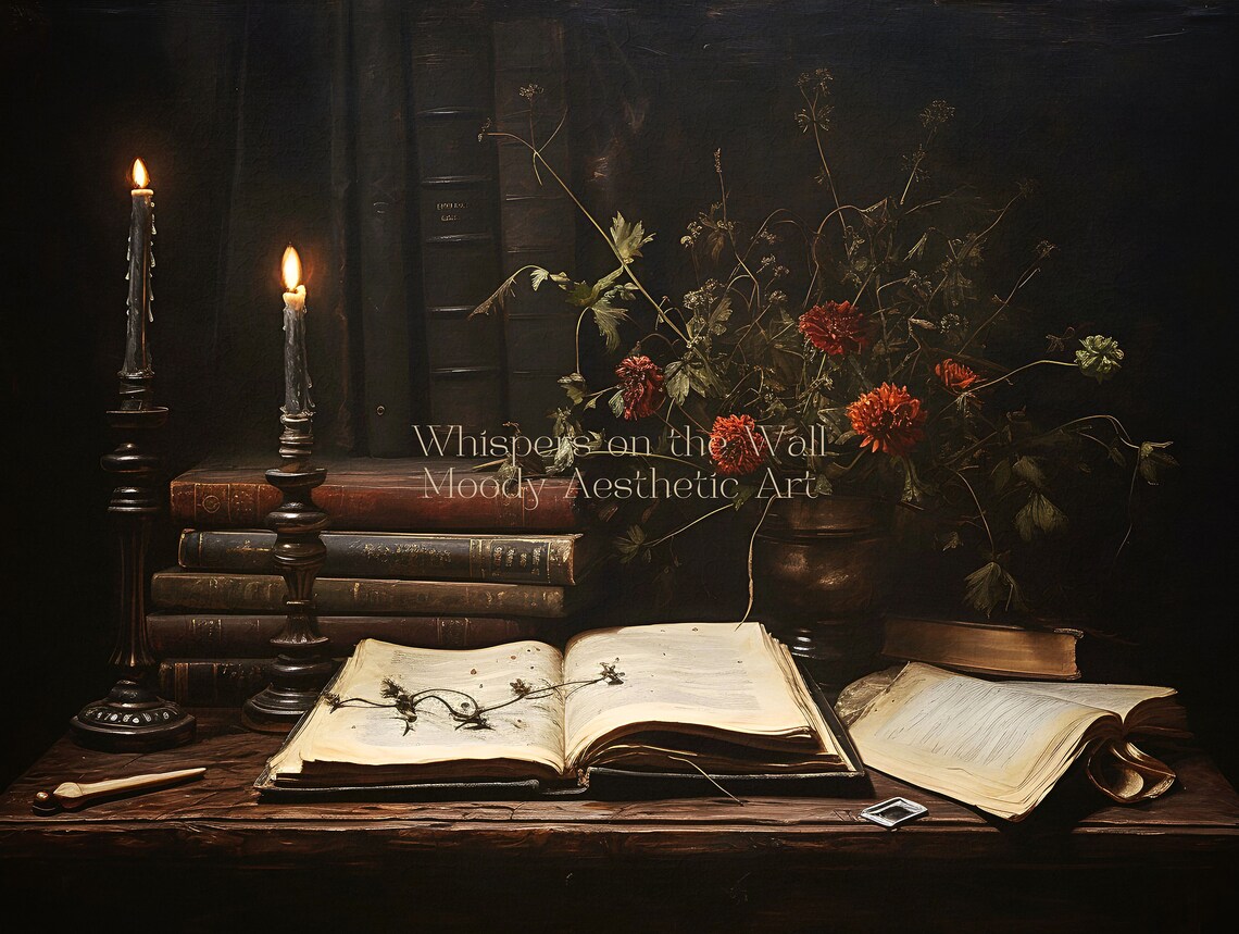 Book Still Life Dark Academia Art Print, Moody Decor - Image 5