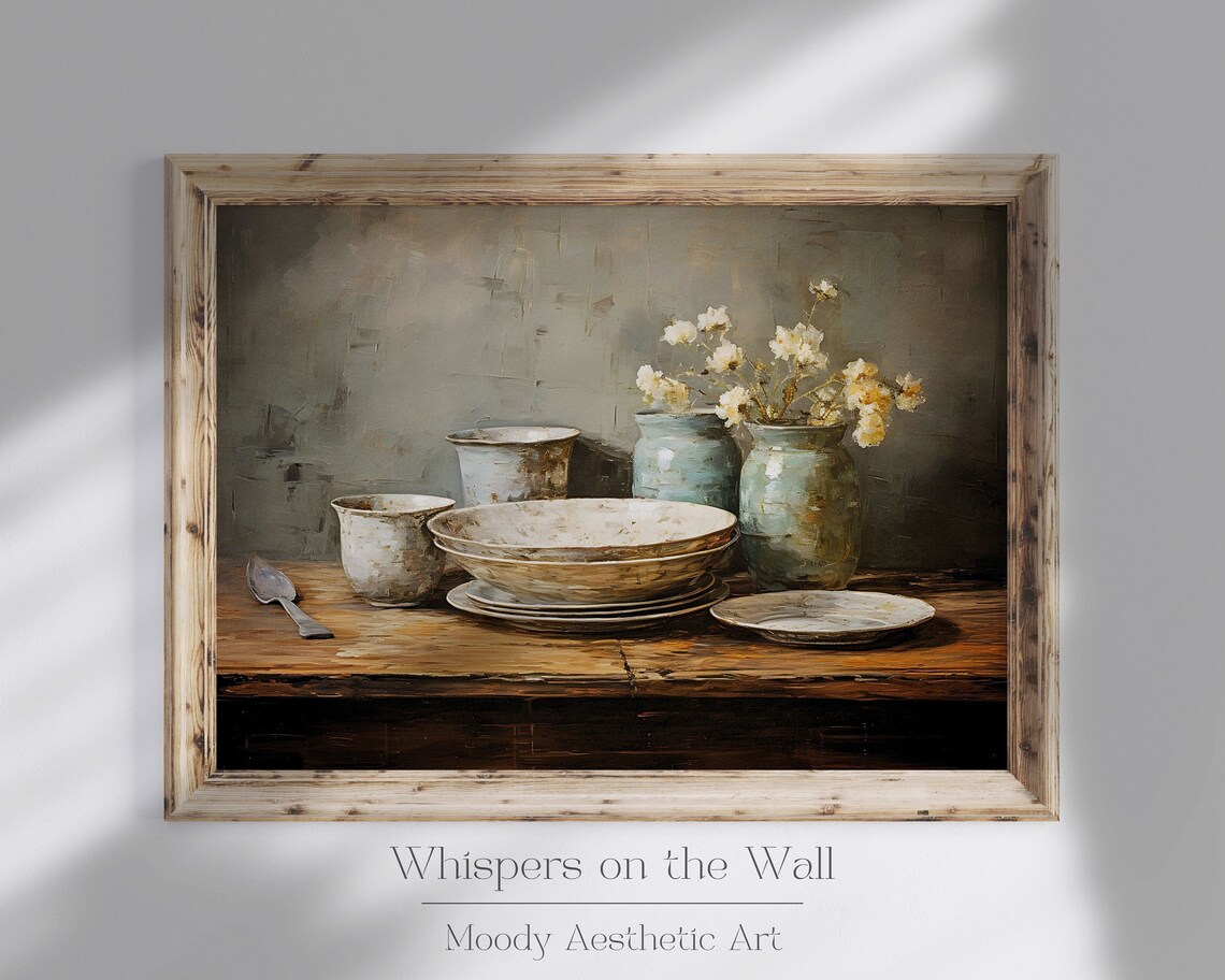 Vintage Kitchen Art Print, Moody Farmhouse Decor - Image 2