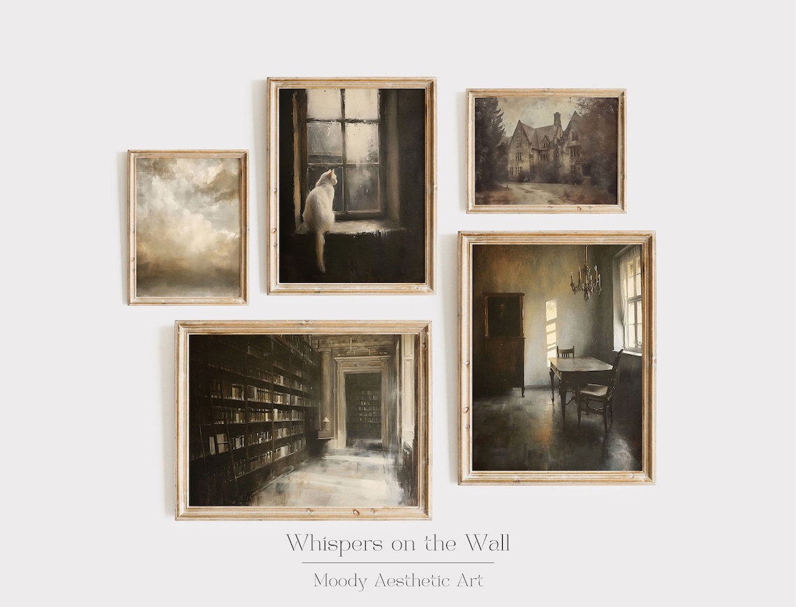 Dark Academia Bookish Vintage Gallery Wall Art Set