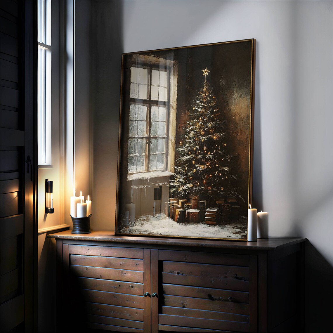 Vintage Christmas Tree Art Print, Dark Cottagecore - Image 4