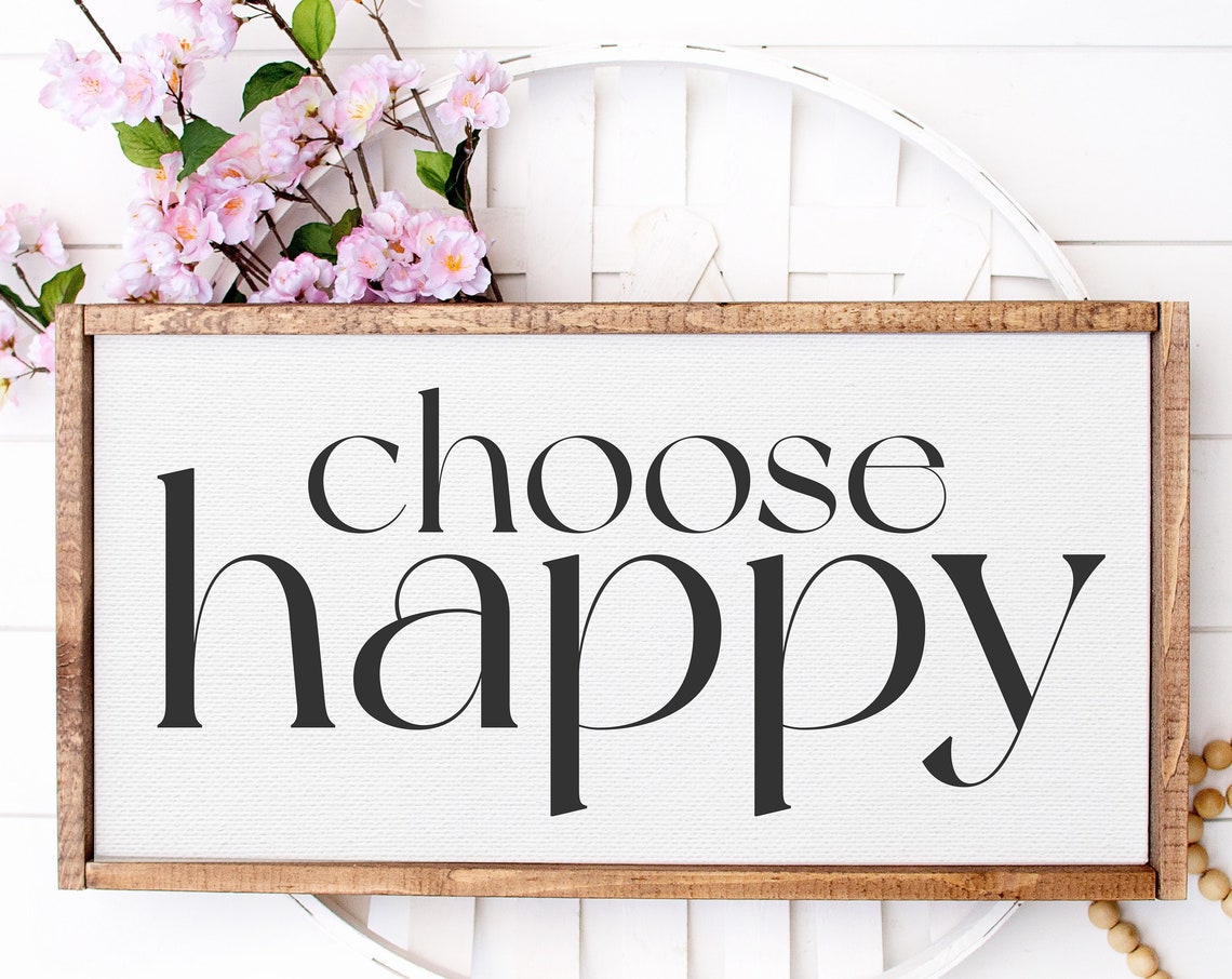 Choose Happy Large Black Serif Typography Farmhouse Sign Poster