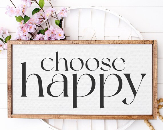 Choose Happy Large Black Serif Typography Farmhouse Sign Poster