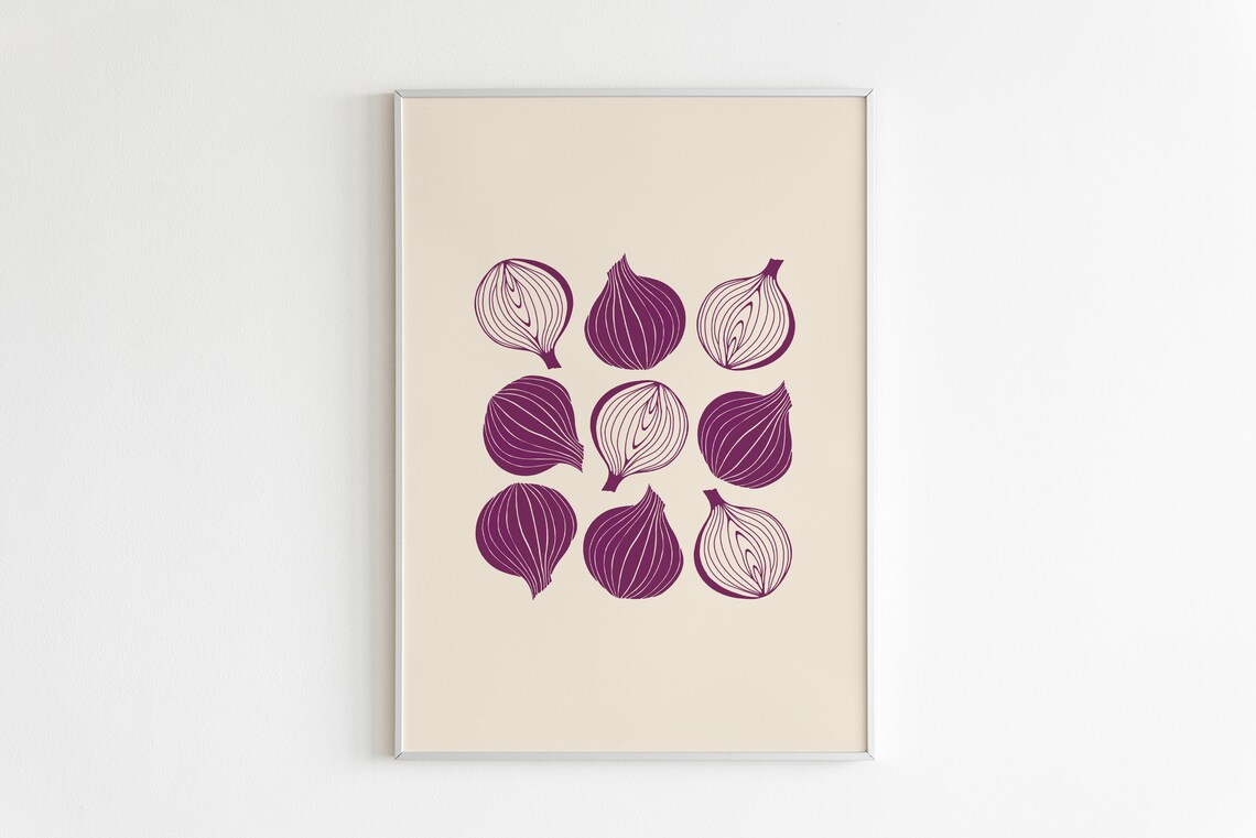 Red Onion Art Print, Kitchen Wall Art Poster