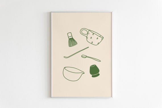 Matcha Latte Print Matcha Poster Matcha Corner Wall Art Matcha Lover Art Print Tea Lover Print Kitchen Wall Art