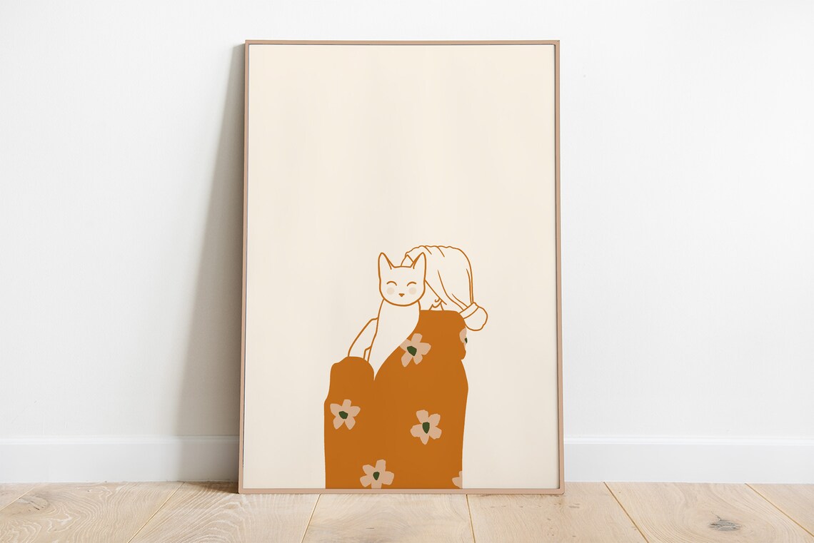 Kitty Cuddles Cat Lover Art Print, Cute Cat - Image 4