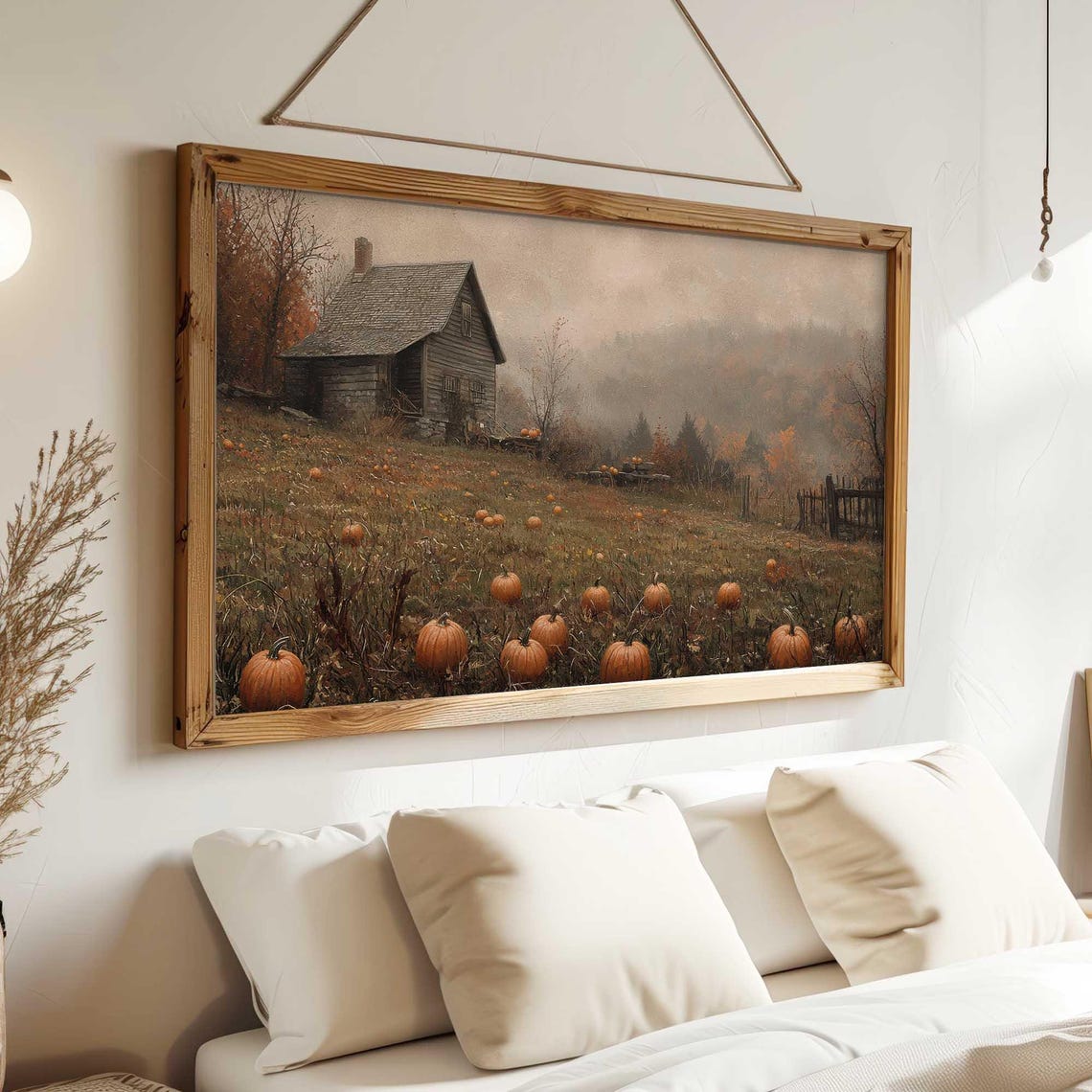 Pumpkin Field Rustic Barn Misty Autumn Morning Farm Art Poster - Image 5