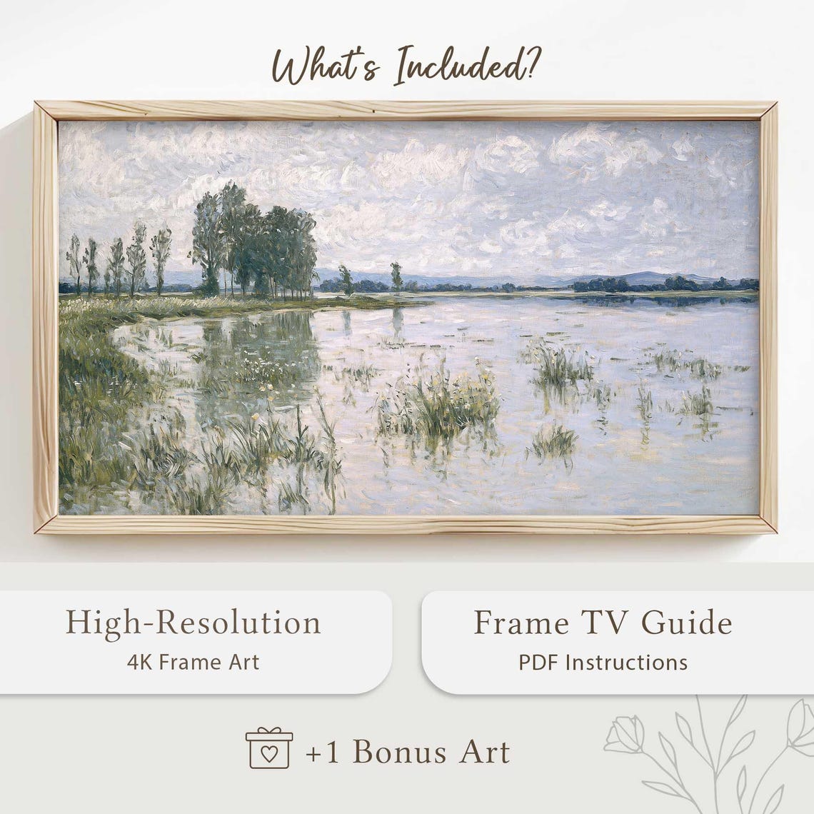 Misty Lake Reeds and Poplars Calm Impressionist Watercolor Poster - Image 5