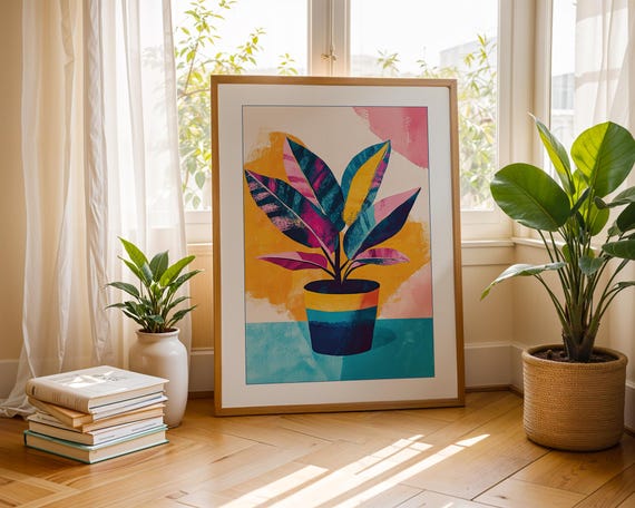 Houseplant Abstract Boho Botanical Wall Art Print