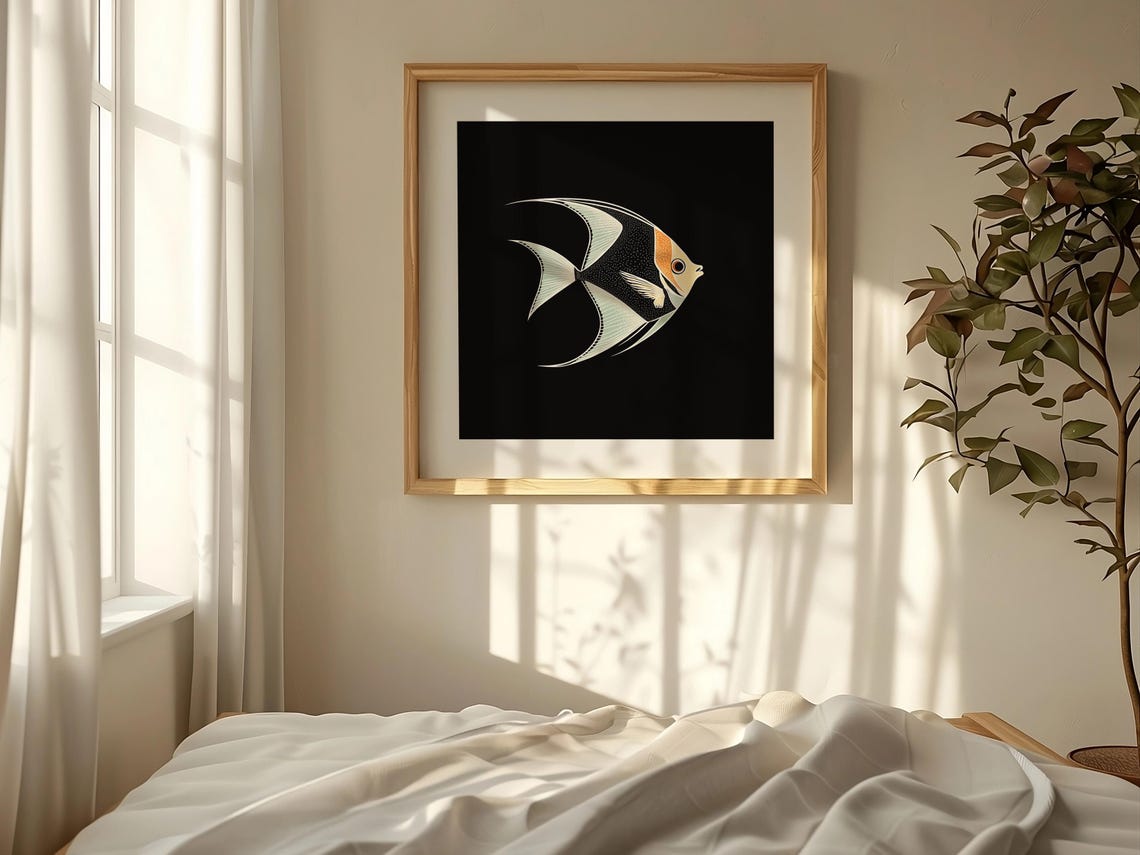 Angelfish Illustration, Minimalist Tropical Ocean Art Print - Image 2