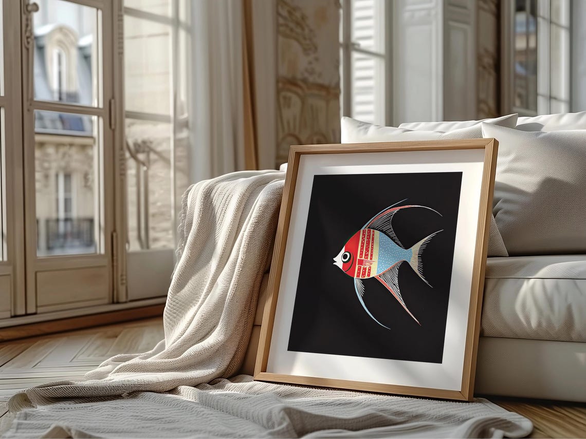Vintage Tropical Fish Folk Art, Ocean Illustration - Image 3