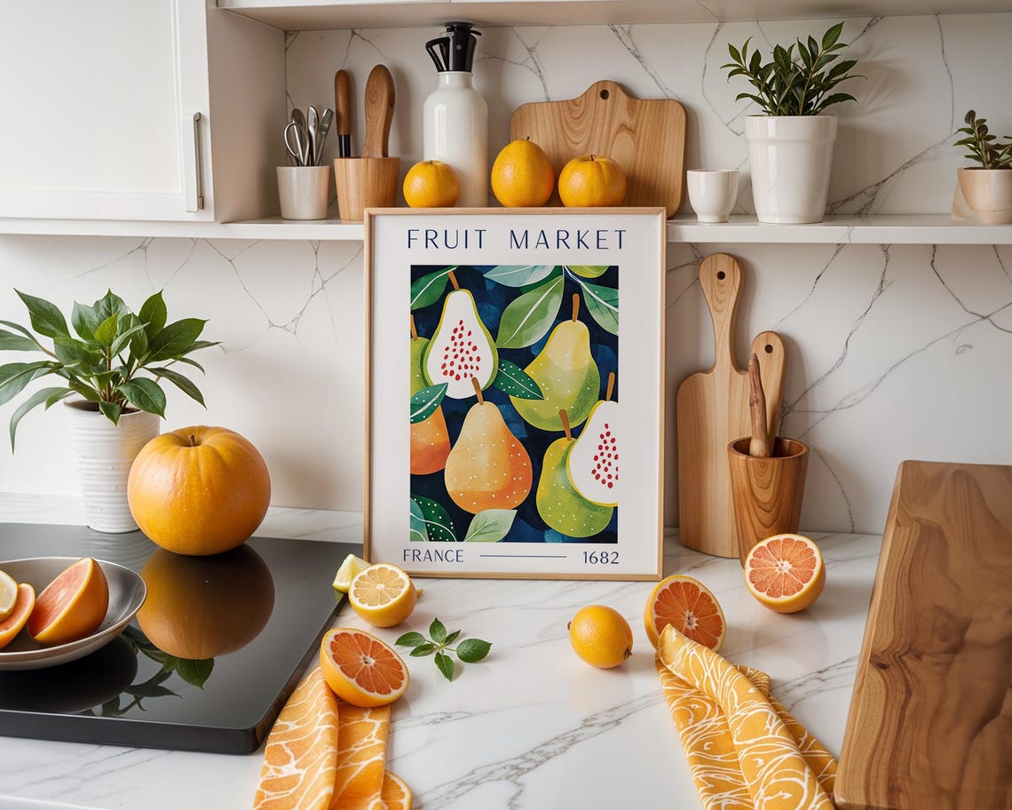 Vintage Fruit Market Poster, French Pear Illustration - Image 4