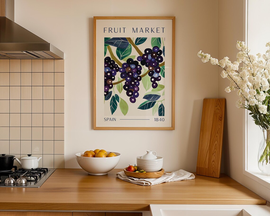 Spanish Grape Fruit Market Poster, Vintage Botanical Kitchen Art - Image 5
